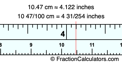10.47 cm in inches