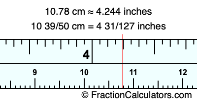 10.78 cm in inches