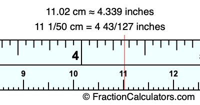 11.02 cm in inches
