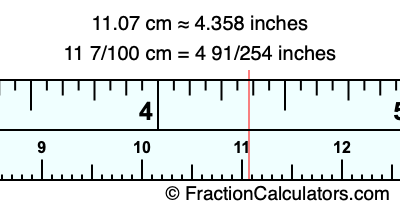 11.07 cm in inches