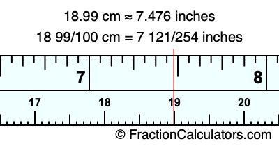 18.99 cm in inches