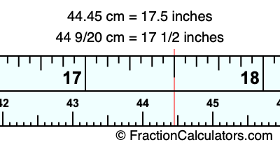 44.45 cm in inches