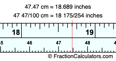 47.47 cm in inches