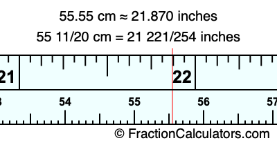 55.55 cm in inches