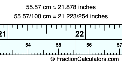 55.57 cm in inches