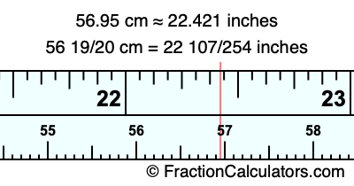 56.95 cm in inches