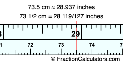 73.5 cm in inches