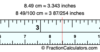 8.49 cm in inches