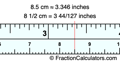 8.5 cm in inches