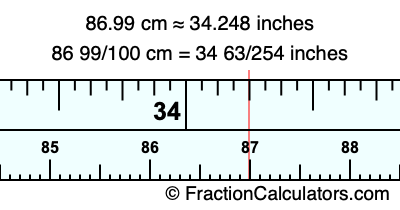 86.99 cm in inches