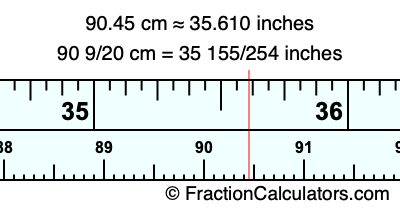 90.45 cm in inches