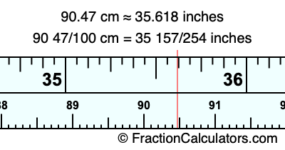 90.47 cm in inches