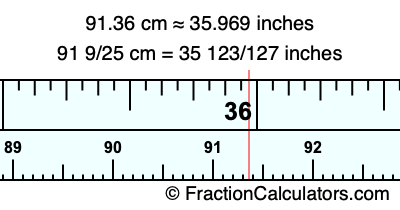 91.36 cm in inches