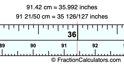 91.42 cm in inches