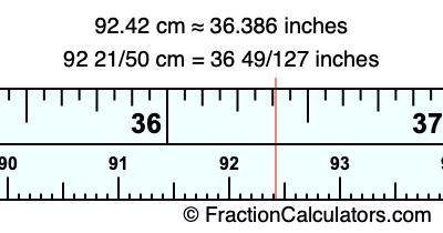 92.42 cm in inches