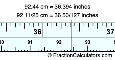 92.44 cm in inches