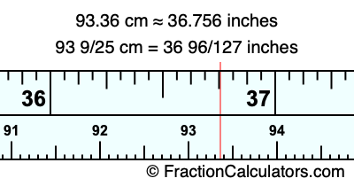 93.36 cm in inches