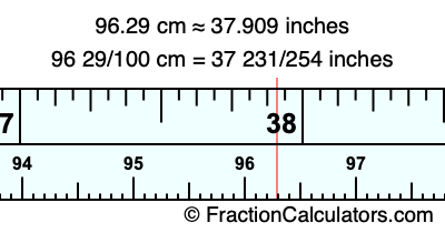 96.29 cm in inches