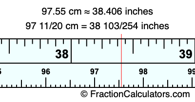 97.55 cm in inches