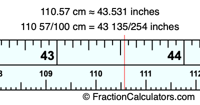 110.57 cm in inches