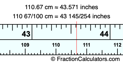 110.67 cm in inches