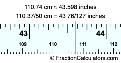 110.74 cm in inches