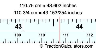 110.75 cm in inches