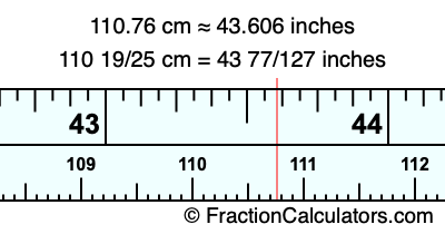 110.76 cm in inches