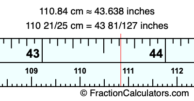 110.84 cm in inches
