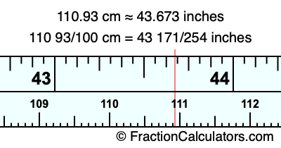 110.93 cm in inches
