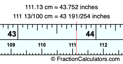 111.13 cm in inches