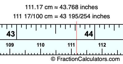 111.17 cm in inches
