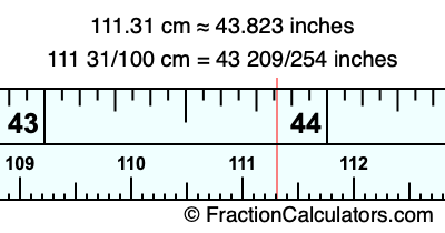 111.31 cm in inches
