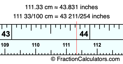 111.33 cm in inches