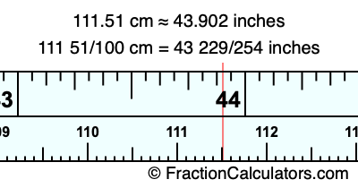 111.51 cm in inches
