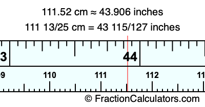111.52 cm in inches