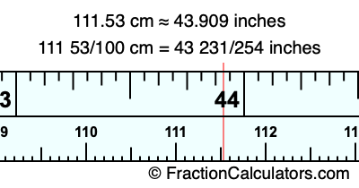 111.53 cm in inches