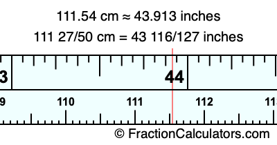 111.54 cm in inches