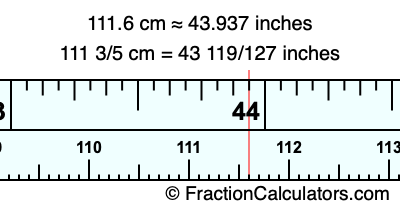 111.6 cm in inches