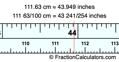 111.63 cm in inches