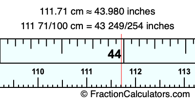 111.71 cm in inches