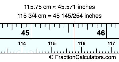 115.75 cm in inches