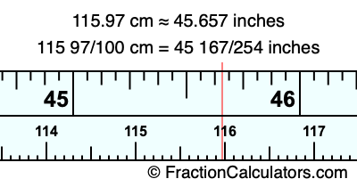 115.97 cm in inches