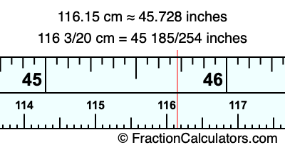 116.15 cm in inches