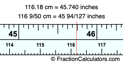 116.18 cm in inches