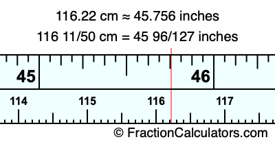 116.22 cm in inches