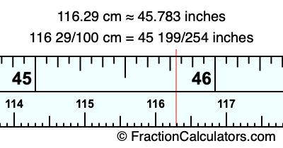 116.29 cm in inches