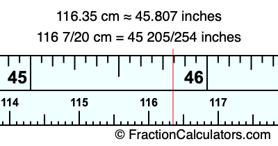 116.35 cm in inches