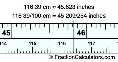 116.39 cm in inches