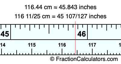 116.44 cm in inches